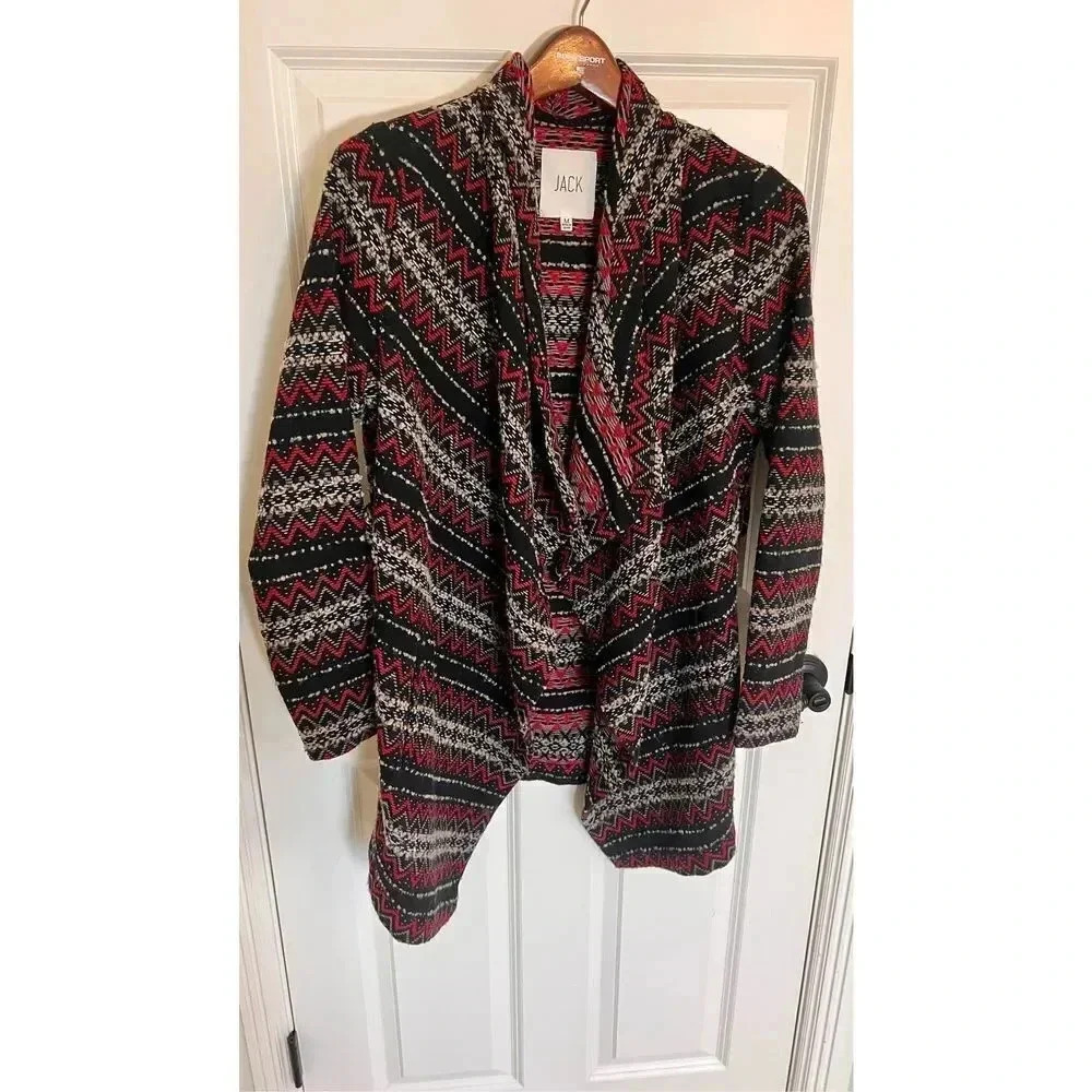 Jack Women’s Medium Cross Knit Open Front Cardigan Sweater‎ Wool Pockets